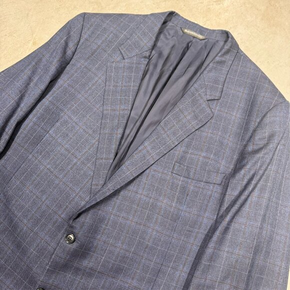 Coppley Blazer Ermenegildo Zegna Wool Sport Coat Check Blue 52 Extra Long - Picture 3 of 9